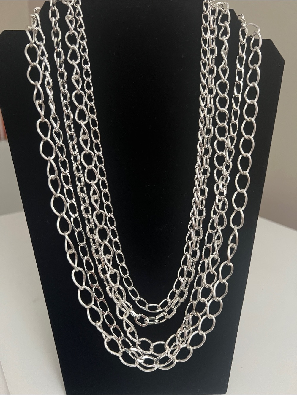 Magnificent Multi-Strand Silver Tone Chain Necklace - Vintage